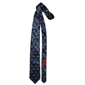 Navy Blue Christmas Tree Patterned Tie